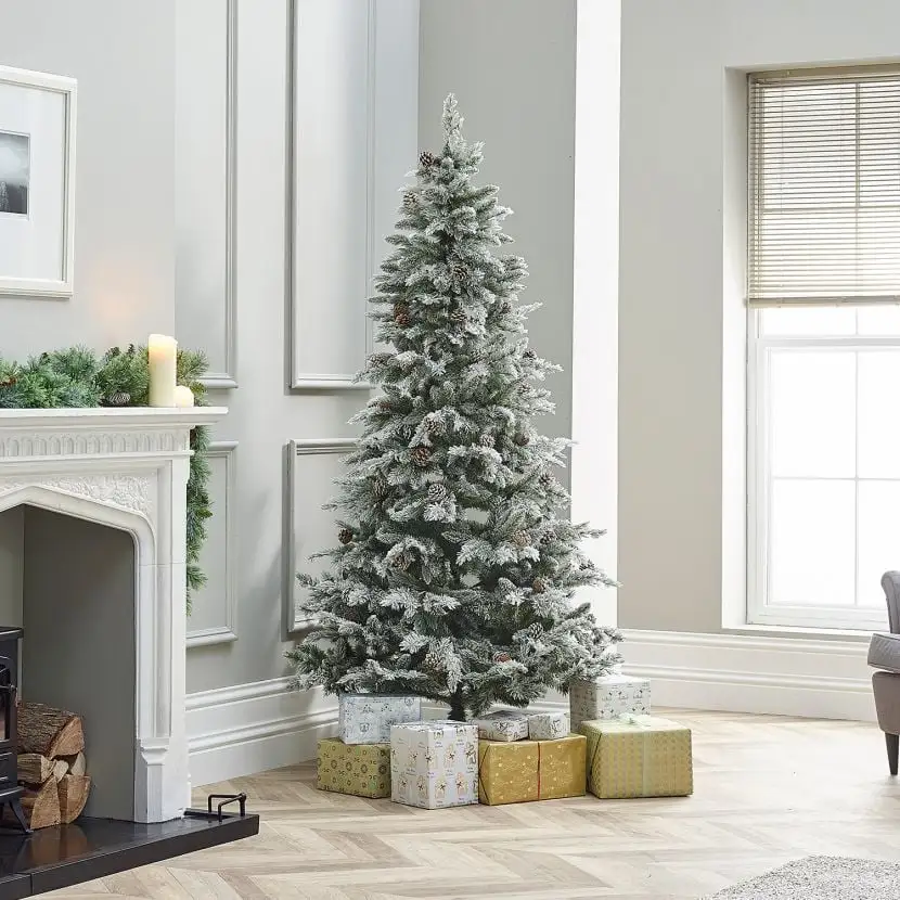 8ft Slim Snowy Grand Fir Artificial Christmas Tree 3 8ft Slim Snowy Grand Fir Artificial Christmas Tree
