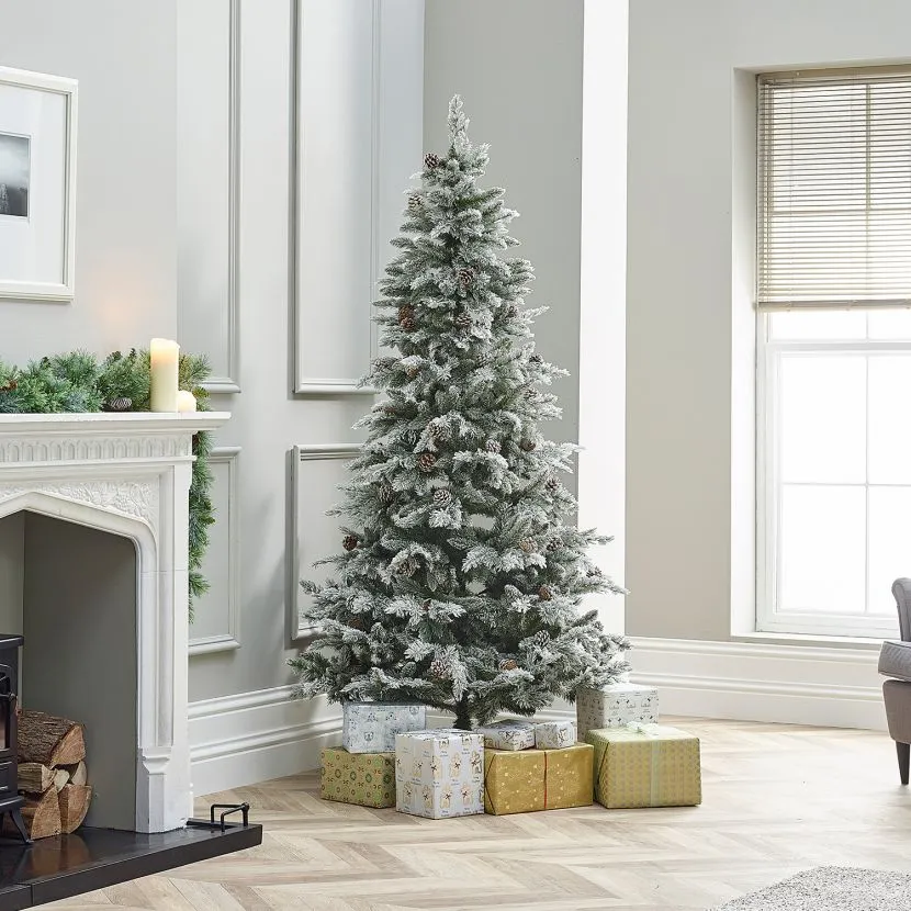 7ft Slim Snowy Grand Fir Artificial Christmas Tree 3 7ft Slim Snowy Grand Fir Artificial Christmas Tree