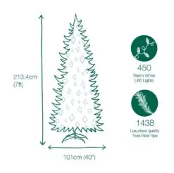 7ft Pre-lit Weeping Spruce Slim Feel-Real Artificial Christmas Tree With 450 Warm White LED Lights -Twinkly Shop 729083036699