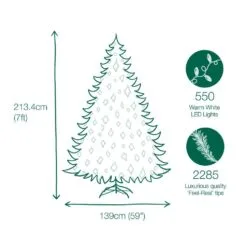 7ft Pre-lit Weeping Spruce Feel Real Artifcial Christmas Tree With 550 Warm Lights -Twinkly Shop 729083036729