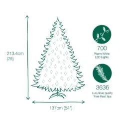 7ft Pre-lit Bedminster Spruce Feel-Real Artificial Christmas Tree With 700 Warm Lights 11 7ft Pre-lit Bedminster Spruce Feel-Real Artificial Christmas Tree With 700 Warm Lights -Twinkly Shop 729083500862