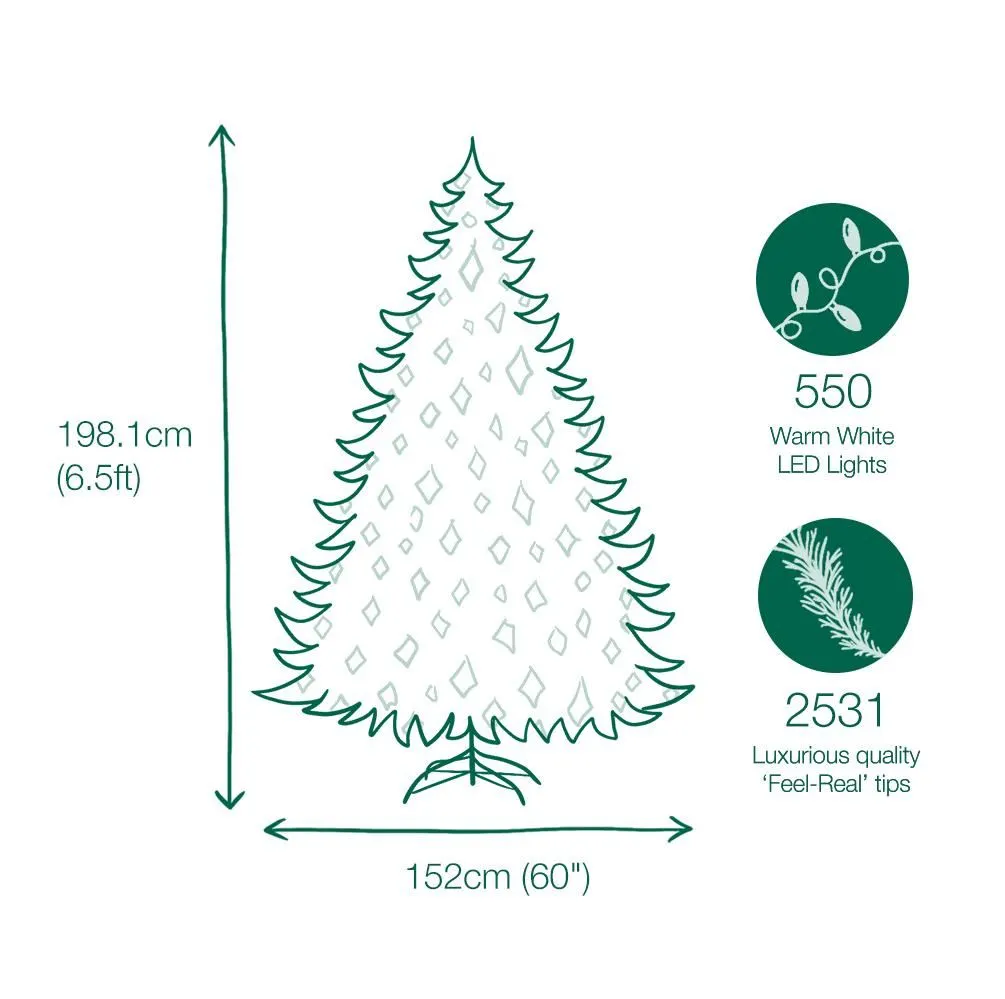 6.5ft Pre Lit Frasier Grande Feel Real Artificial Christmas Tree With 550 Warm Lights 7 6.5ft Pre Lit Frasier Grande Feel Real Artificial Christmas Tree With 550 Warm Lights - Image 5
