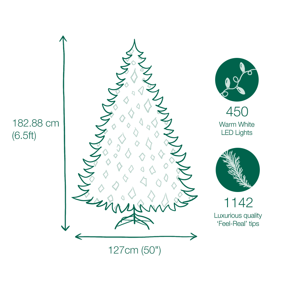 6.5ft Pre-lit Lakewood Spruce Feel Real Artificial Christmas Tree With 450 Warm Lights 4 6.5ft Pre-lit Lakewood Spruce Feel Real Artificial Christmas Tree With 450 Warm Lights - Image 2