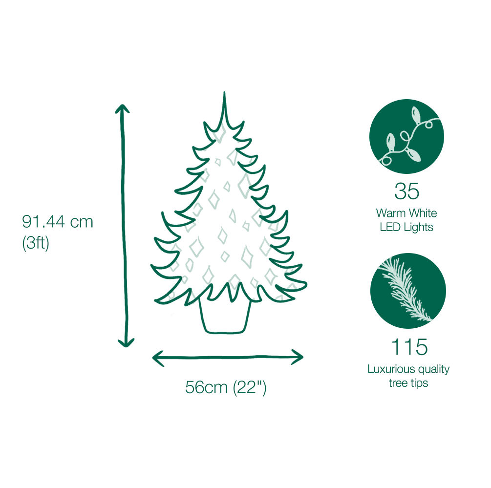 3ft Pre-lit Battery Operated Wintry Pine Artificial Christmas Tree 4 3ft Pre-lit Battery Operated Wintry Pine Artificial Christmas Tree - Image 2