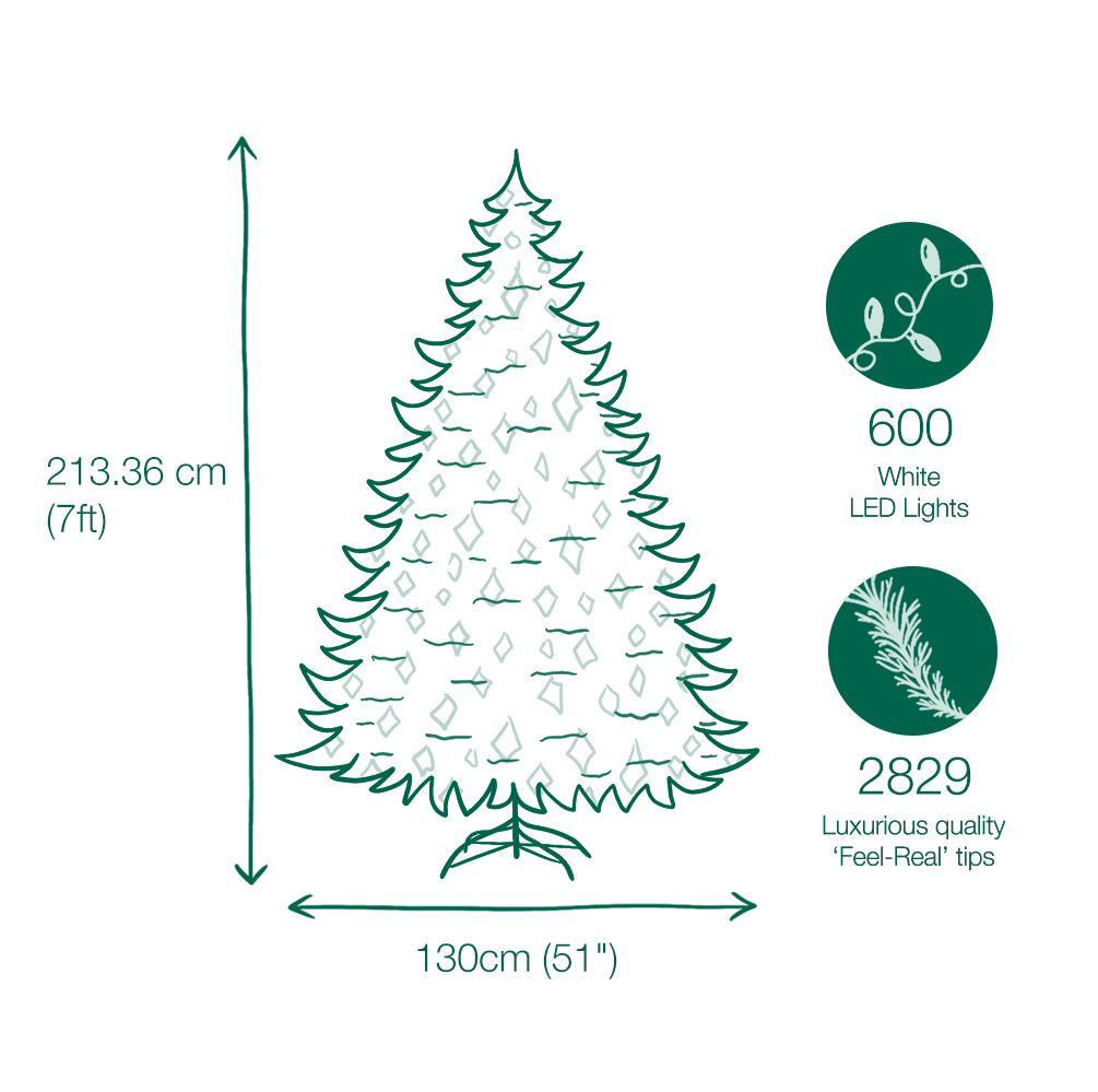 7ft Dual Light Snowy Hamilton Spruce Feel-Real Artificial Christmas Tree 4 7ft Dual Light Snowy Hamilton Spruce Feel-Real Artificial Christmas Tree - Image 2