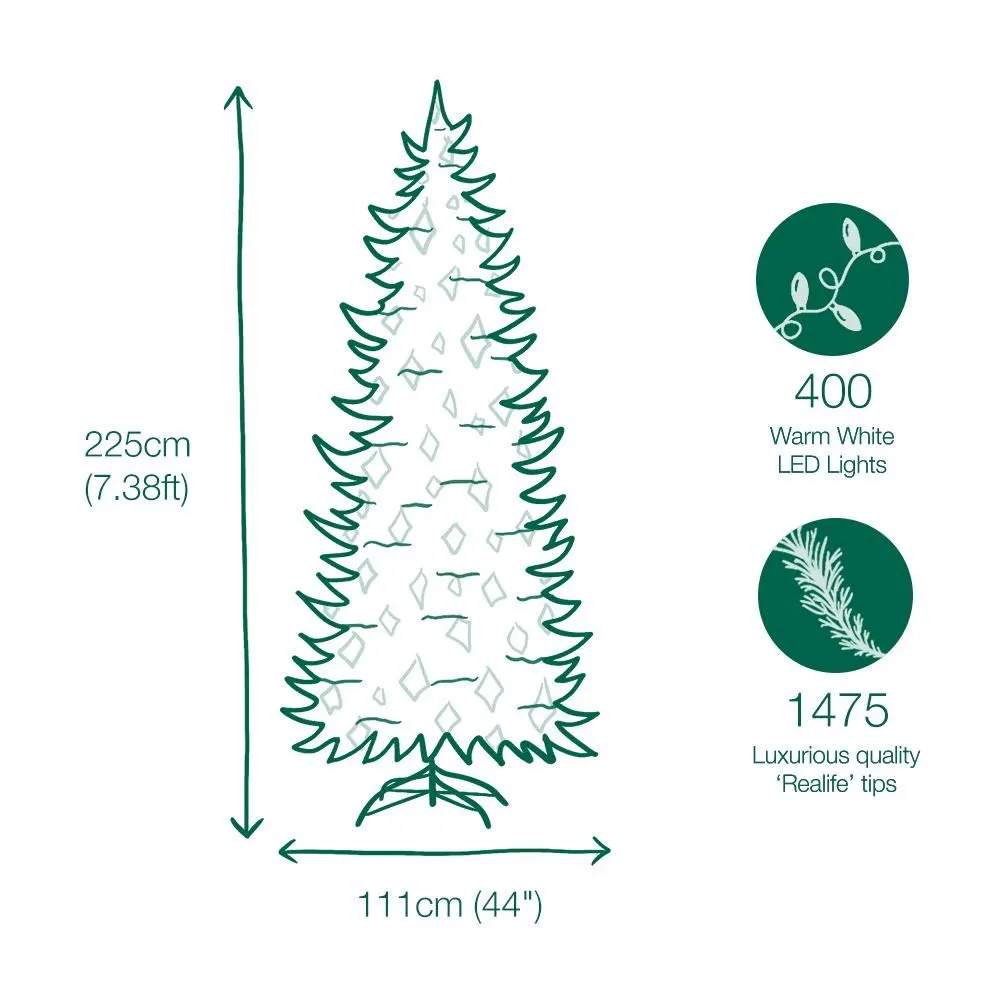 7.5ft Pre-lit Berry Spruce Slim Frosted Life Like Artificial Christmas Tree 4 7.5ft Pre-lit Berry Spruce Slim Frosted Life Like Artificial Christmas Tree - Image 2