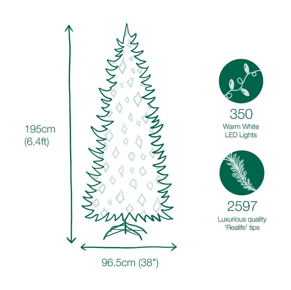 6.5ft Pre-lit Barrington Spruce Slim Life Like Artificial Christmas Tree 5 6.5ft Pre-lit Barrington Spruce Slim Life Like Artificial Christmas Tree - Image 3