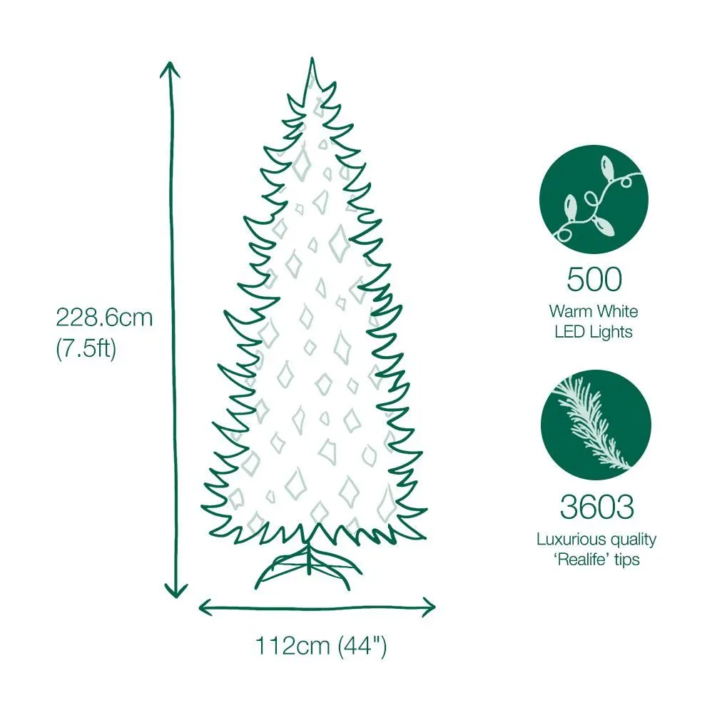 7.5ft Pre-lit Barrington Spruce Slim Life Like Artificial Christmas Tree 5 7.5ft Pre-lit Barrington Spruce Slim Life Like Artificial Christmas Tree - Image 3