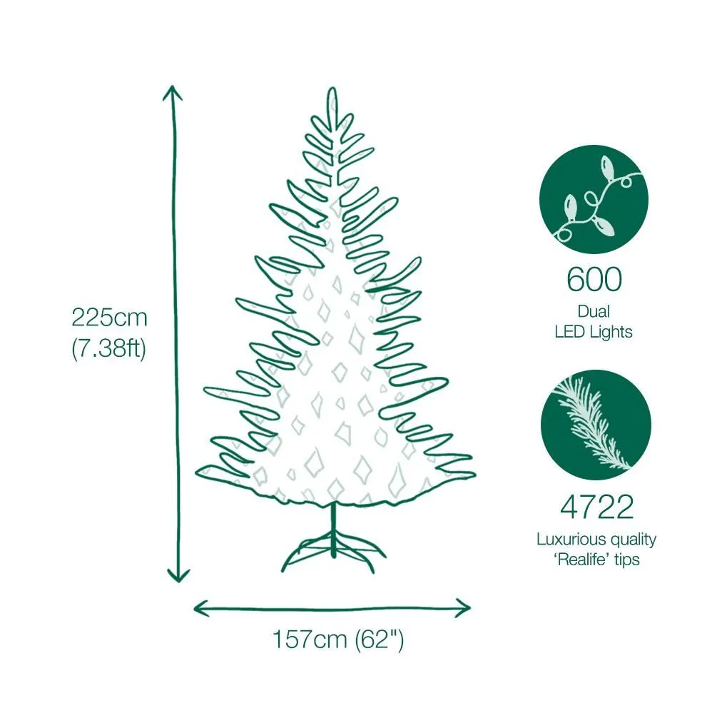 7.5ft Pre-lit Arcadia Pine Green Life Like Artificial Christmas Trees With Dual Colour LED's 4 7.5ft Pre-lit Arcadia Pine Green Life Like Artificial Christmas Trees With Dual Colour LED's - Image 2