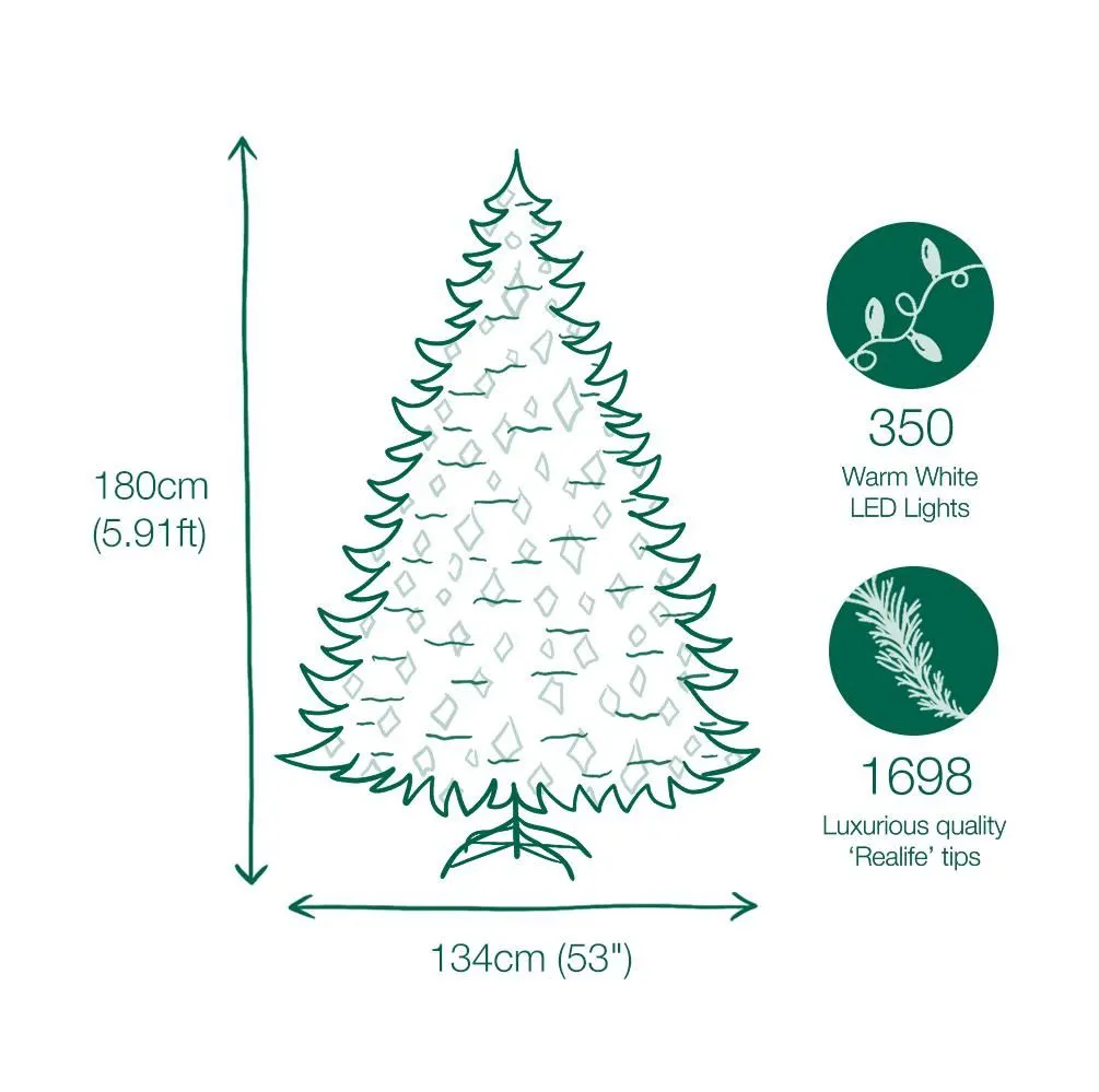 6ft Pre-lit Balmoral Spruce Snowy / Flocked Life Like Artificial Christmas Tree With Warm White LED's 4 6ft Pre-lit Balmoral Spruce Snowy / Flocked Life Like Artificial Christmas Tree With Warm White LED's - Image 3