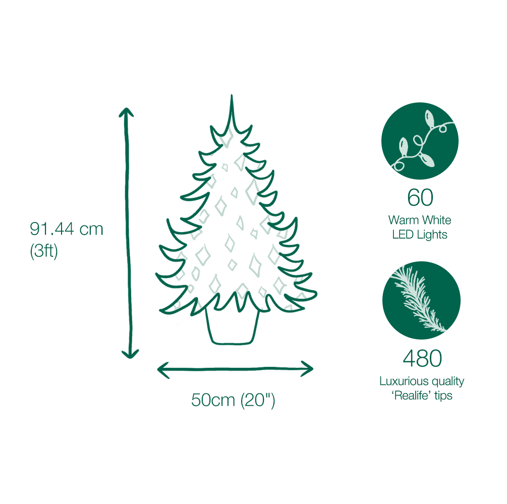 3ft Pre-lit Battery Operated Snowy Oslo Potted Life Like Artificial Christmas Tree 4 3ft Pre-lit Battery Operated Snowy Oslo Potted Life Like Artificial Christmas Tree - Image 2