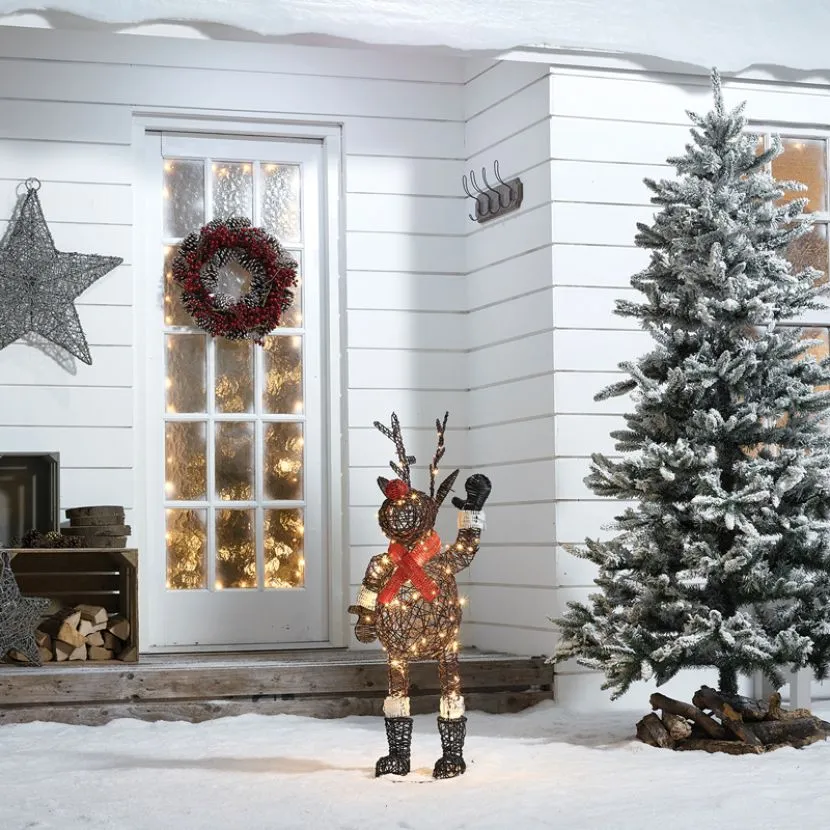 Standing Rudolph The 100cm Brown Rattan Christmas Reindeer 4 Standing Rudolph The 100cm Brown Rattan Christmas Reindeer - Image 2