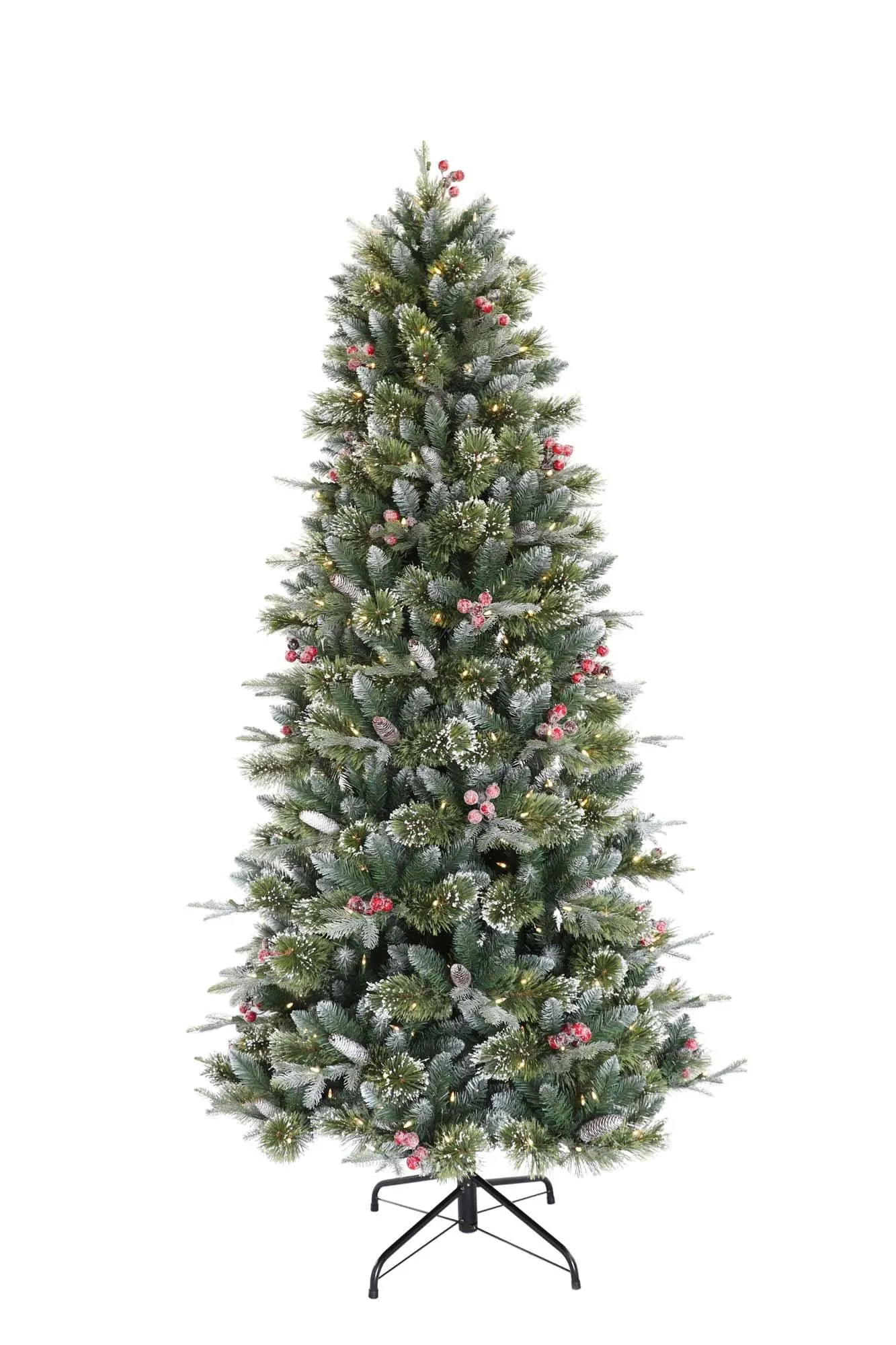 6.5ft Pre-lit Berry Spruce Slim Frosted Life Like Artificial Christmas Tree 3 6.5ft Pre-lit Berry Spruce Slim Frosted Life Like Artificial Christmas Tree