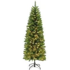 6ft Pre-lit Evergreen Spruce Green Pencil Artificial Christmas Tree