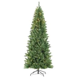 7.5ft Pre-lit Evergreen Spruce Green Slim Artificial Christmas Tree