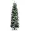 6ft Pre-lit Snowy Kingswood Fir Pencil Artificial Christmas Tree -Twinkly Shop KW7 345LB 75