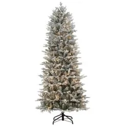 7.5ft Pre-lit Northern Snowy Fir Slim Life Like Artificial Christmas Tree