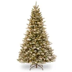 6.5ft Pre-lit Light Snowy Sheffield Spruce Feel-Real Artificial Christmas Tree