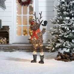 Standing Rudolph The 100cm Brown Rattan Christmas Reindeer