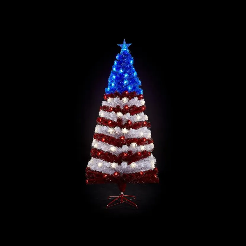 6ft Fibre Optic Stars & Stripes Artificial Christmas Tree 11 6ft Fibre Optic Stars & Stripes Artificial Christmas Tree - Image 9