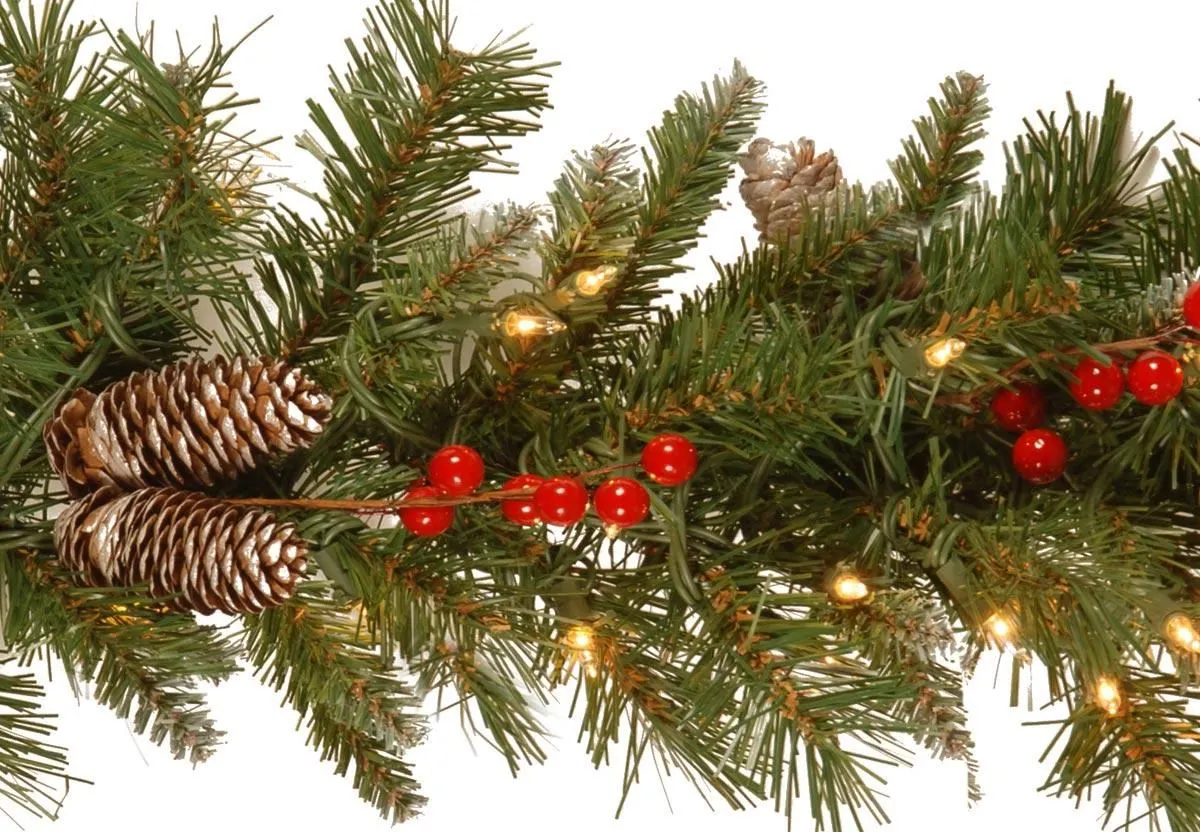 9ft Pre-lit Frosted Berry Artificial Christmas Garland 4 9ft Pre-lit Frosted Berry Artificial Christmas Garland - Image 2