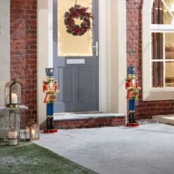 Norbert The 3ft Red Christmas Nutcracker With Drum 29 Norbert The 3ft Red Christmas Nutcracker With Drum -Twinkly Shop w18523 outdoor lifestyle shot 5