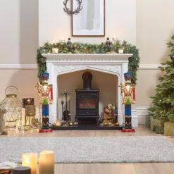 Norbert The 3ft Christmas Nutcracker With Staff 30 Norbert The 3ft Christmas Nutcracker With Staff -Twinkly Shop w18524 indoor lifestyle shot 6