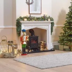 Noel The 3ft Red Christmas Nutcracker With Staff 21 Noel The 3ft Red Christmas Nutcracker With Staff -Twinkly Shop w18527 indoor lifestyle shot 3