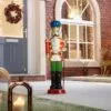 Noel The 3ft Red Christmas Nutcracker With Staff 2 Noel The 3ft Red Christmas Nutcracker With Staff -Twinkly Shop w18527 outdoor lifestyle shot 1